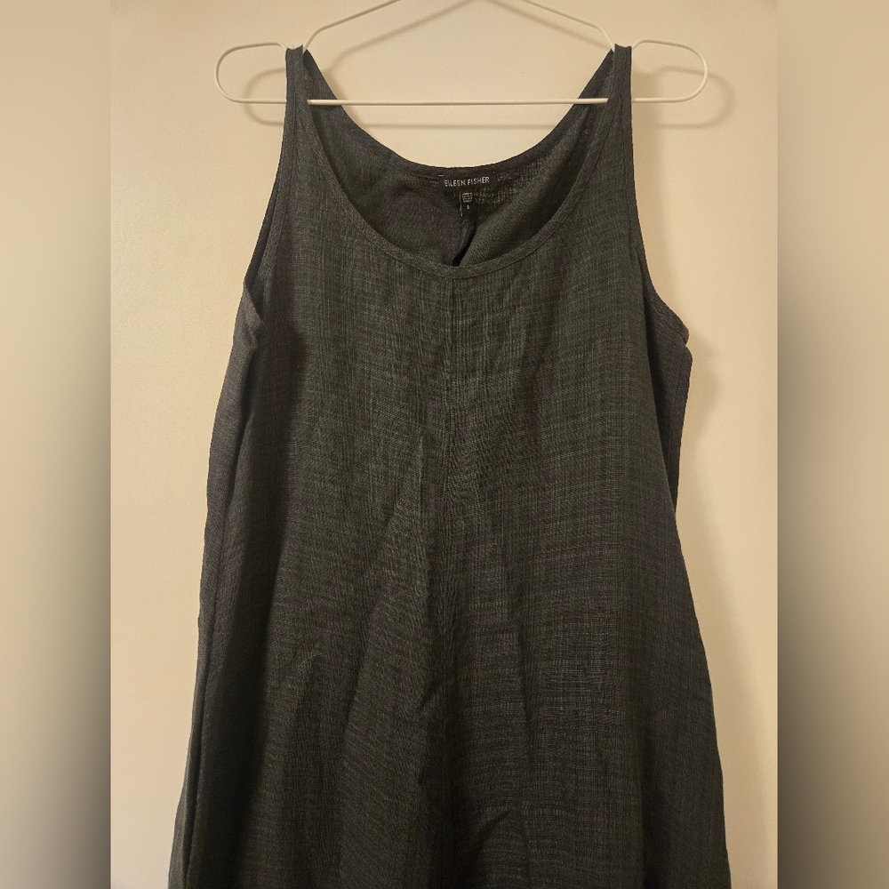 Eileen Fisher Black Linen Aline Tank Dress - Picture 4 of 10